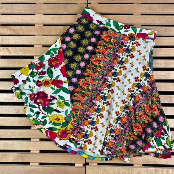 Desigual Dresses & Skirts - Desigual Floral Patchwork Asymmetrical A-Line Skirt - Multicolor - Size XL